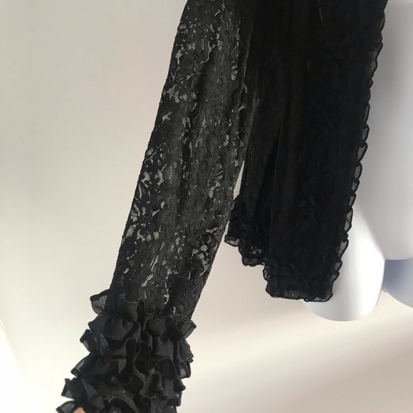 Red Coral Black Floral Lace Cardigan Sweater - Picture 5 of 15